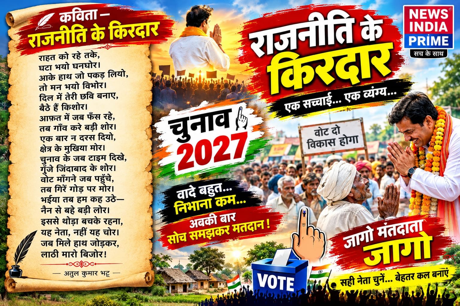 कविता के जरिए राजनीति पर कटाक्ष, 2027 चुनाव से पहले मतदाताओं को जागरूक रहने का संदेश